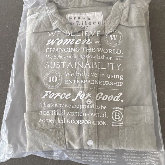 NWT Frank & Eileen XXS Ireland Playsuit Sage Green Pockets Long Sleeve Boho Chic - Picture 10 of 10